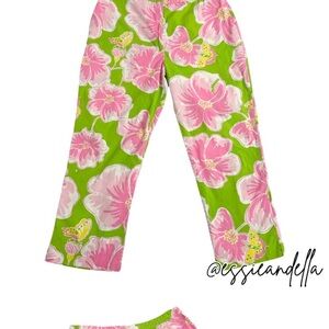 Lilly Pulitzer Women’s Cropped Straight Leg Pants Lavish Hibiscus Flowers